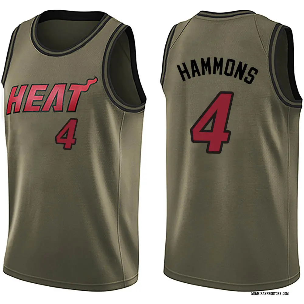 Miami Heat Men's A.J. Hammons Green Swingman Salute to Service Jersey